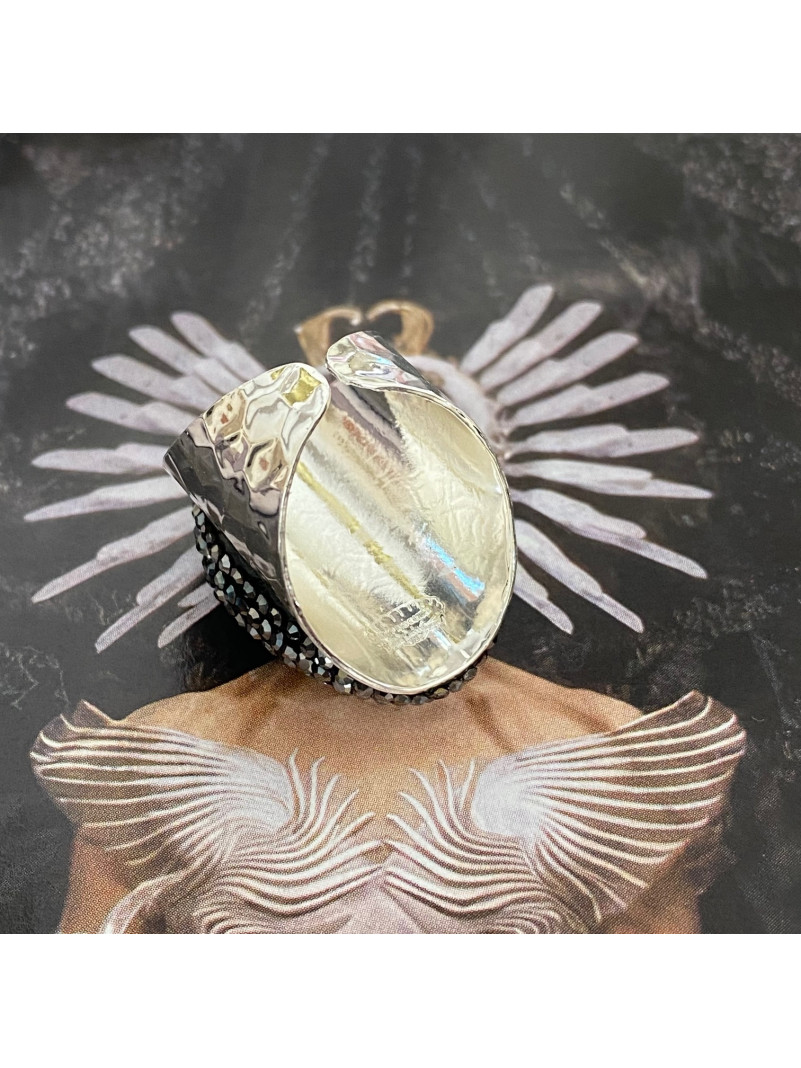 Bague argentée en onyx modèle dream argent black