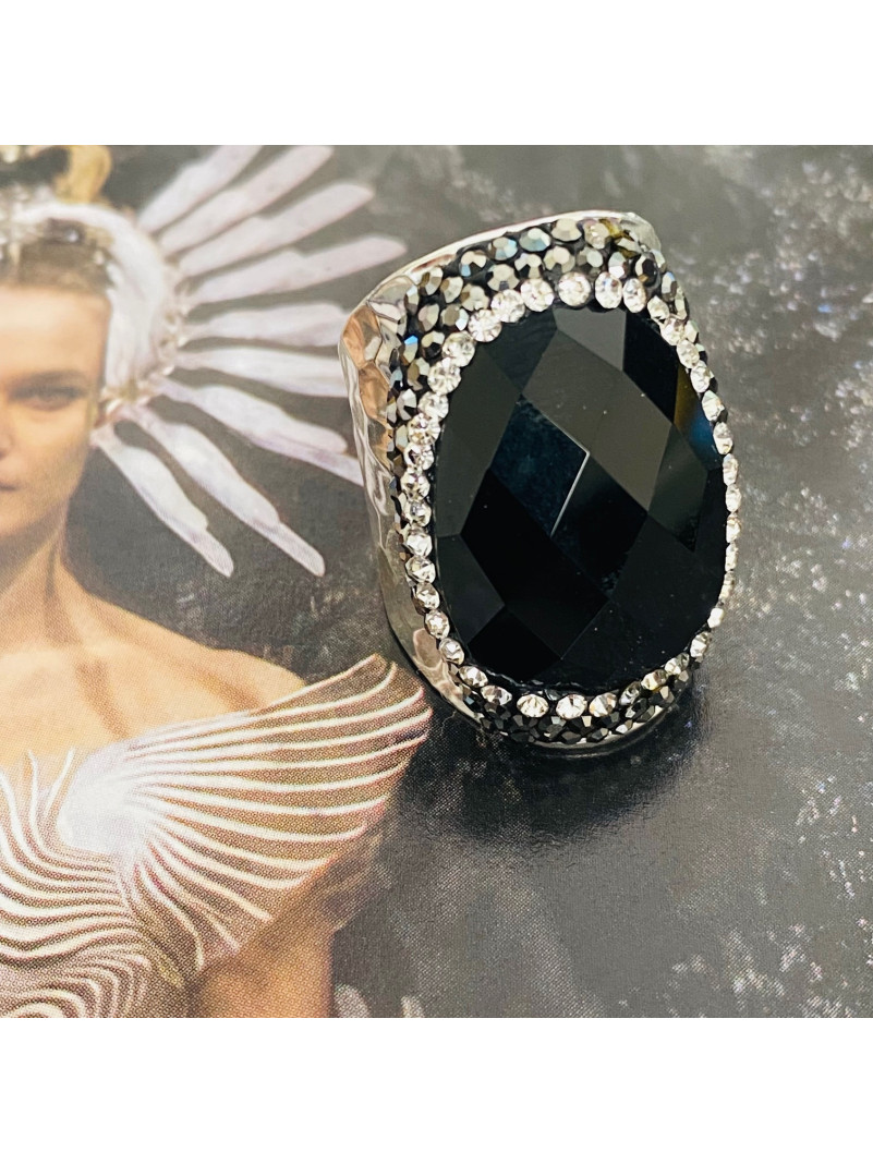Bague argentée en onyx modèle dream argent black