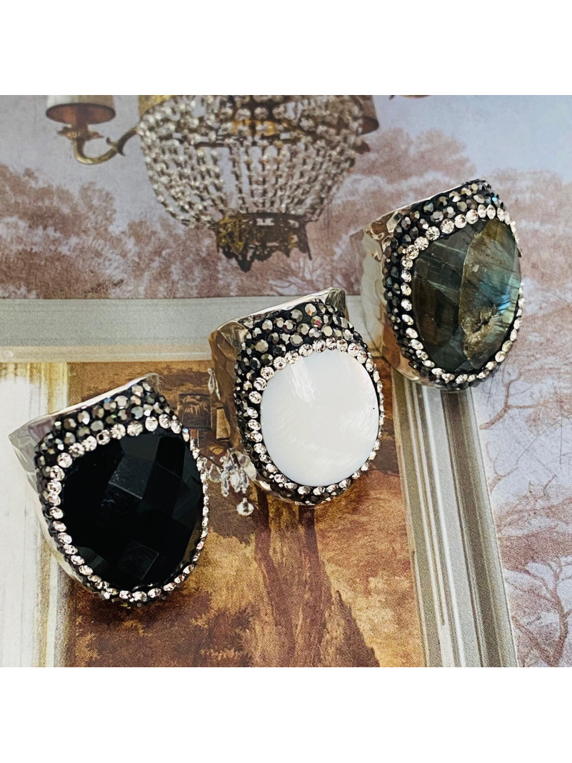 Bague argentée en onyx modèle dream argent black