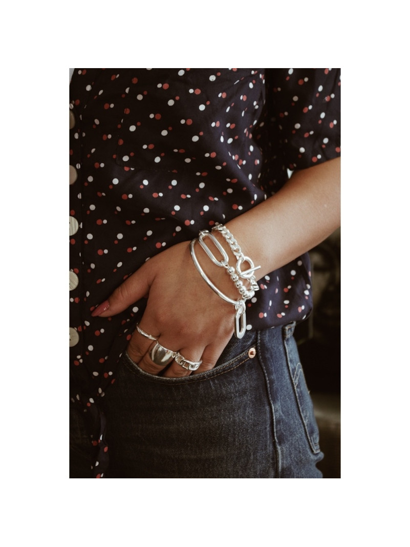 BRACELET SECRET DE CUIR BOULES OVAL N°921