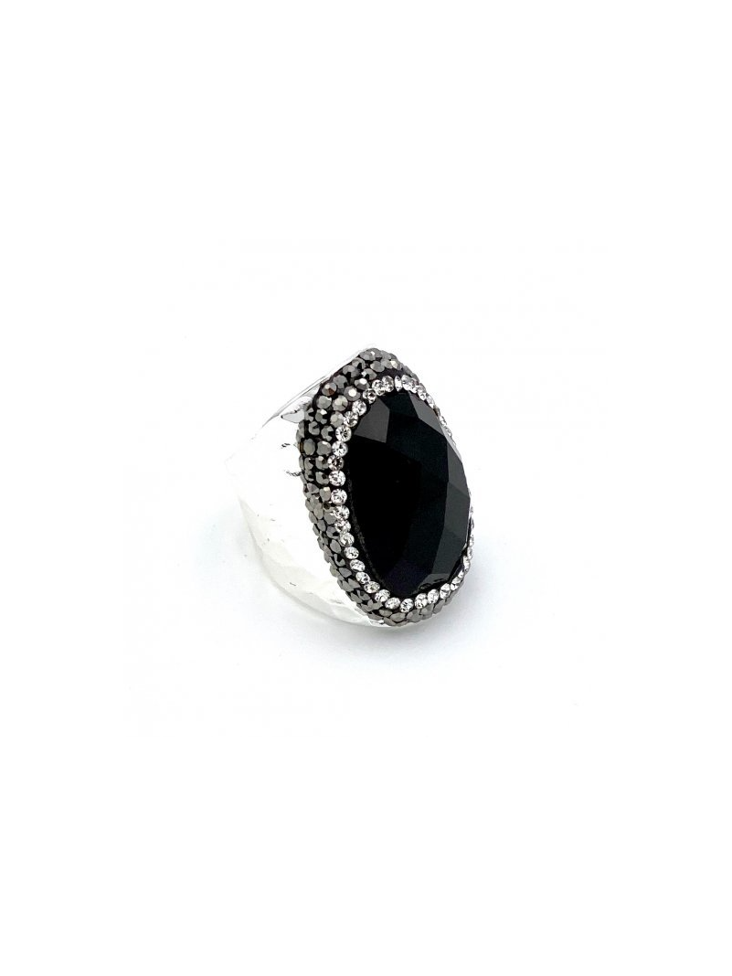 Bague argentée en onyx modèle dream argent black