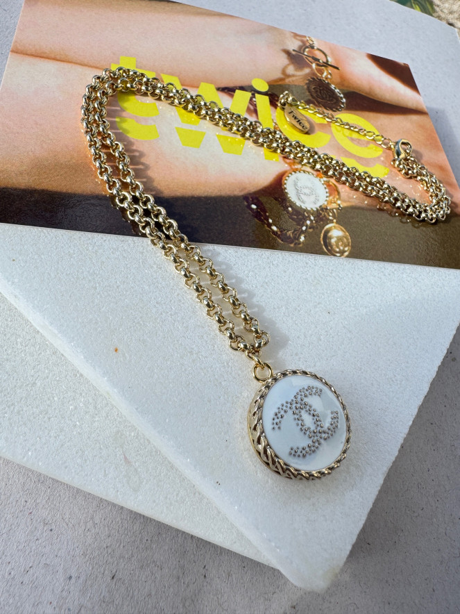 COLLIER TWICE SYMBOLE BLANC