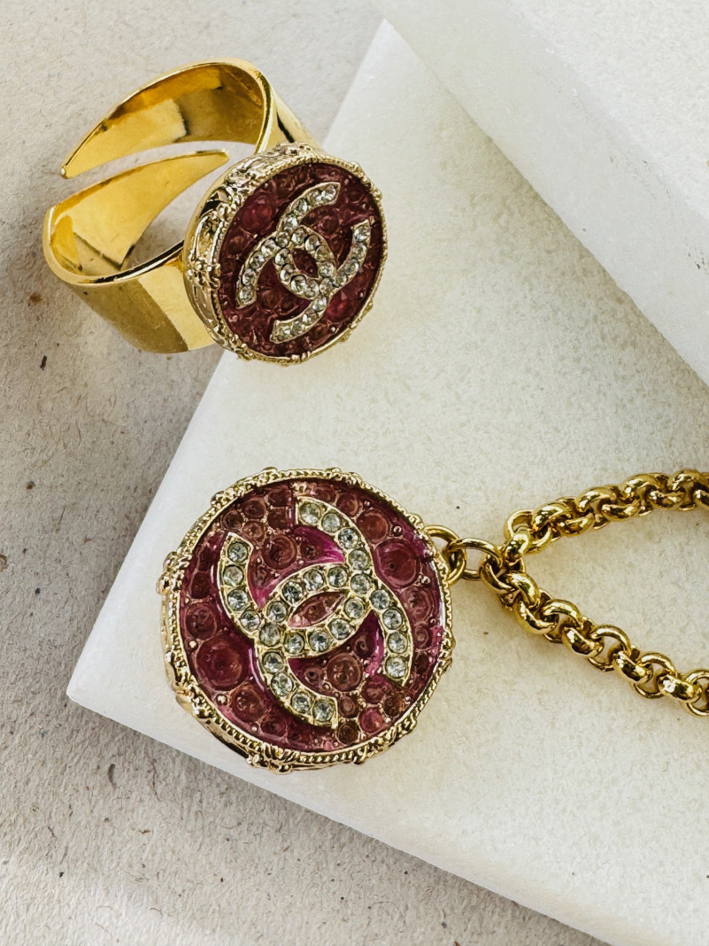 COLLIER TWICE PINK STRASS