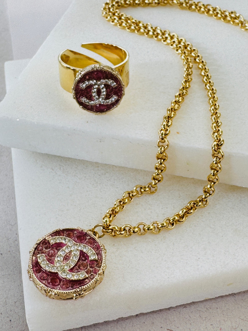 COLLIER TWICE PINK STRASS