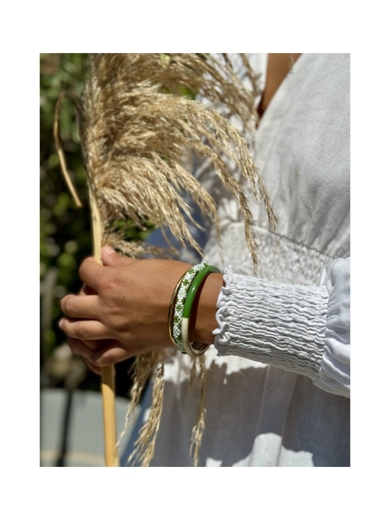 Bracelet NÉPALAIS VERT BLANC B140