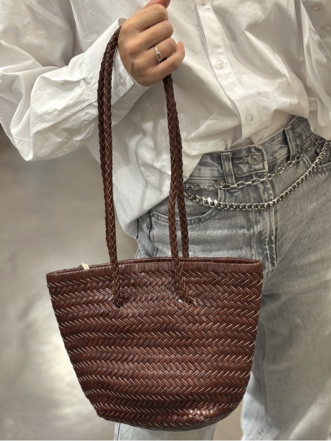 Sac en cuir TRESSY DARK BROWN