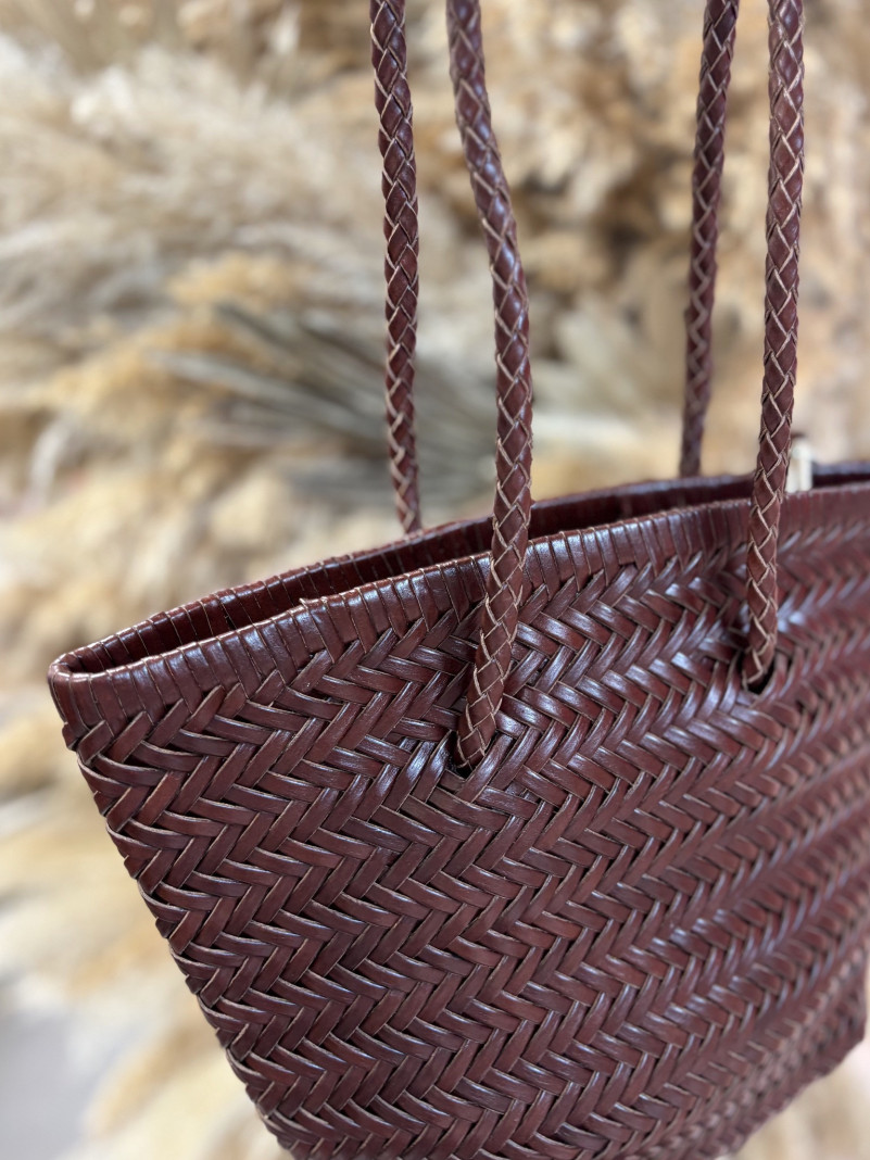 Sac en cuir TRESSY DARK BROWN