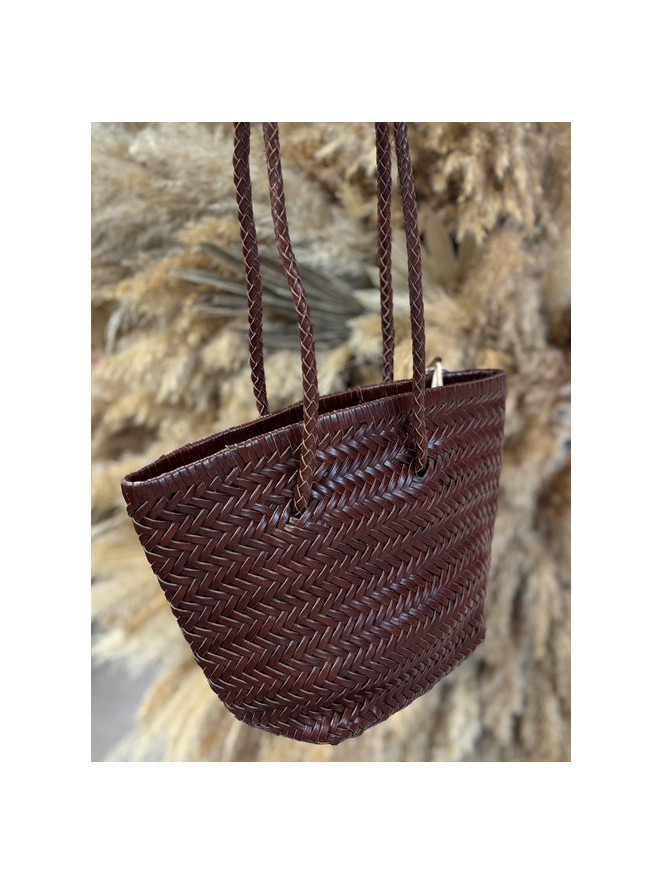 Sac en cuir TRESSY DARK BROWN