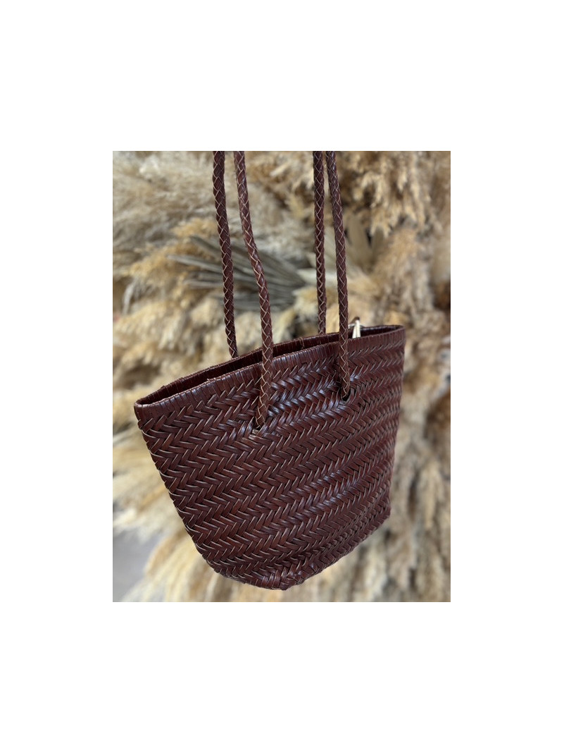 Sac en cuir TRESSY DARK BROWN