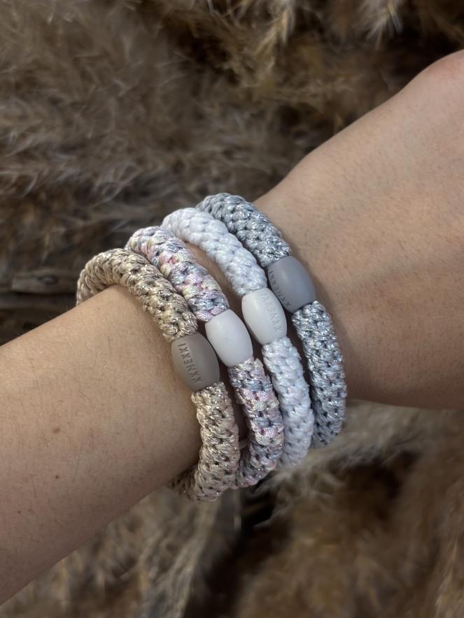 BRACELET CHOUCHOU KKNEKKI lot de 4 gris clair rose