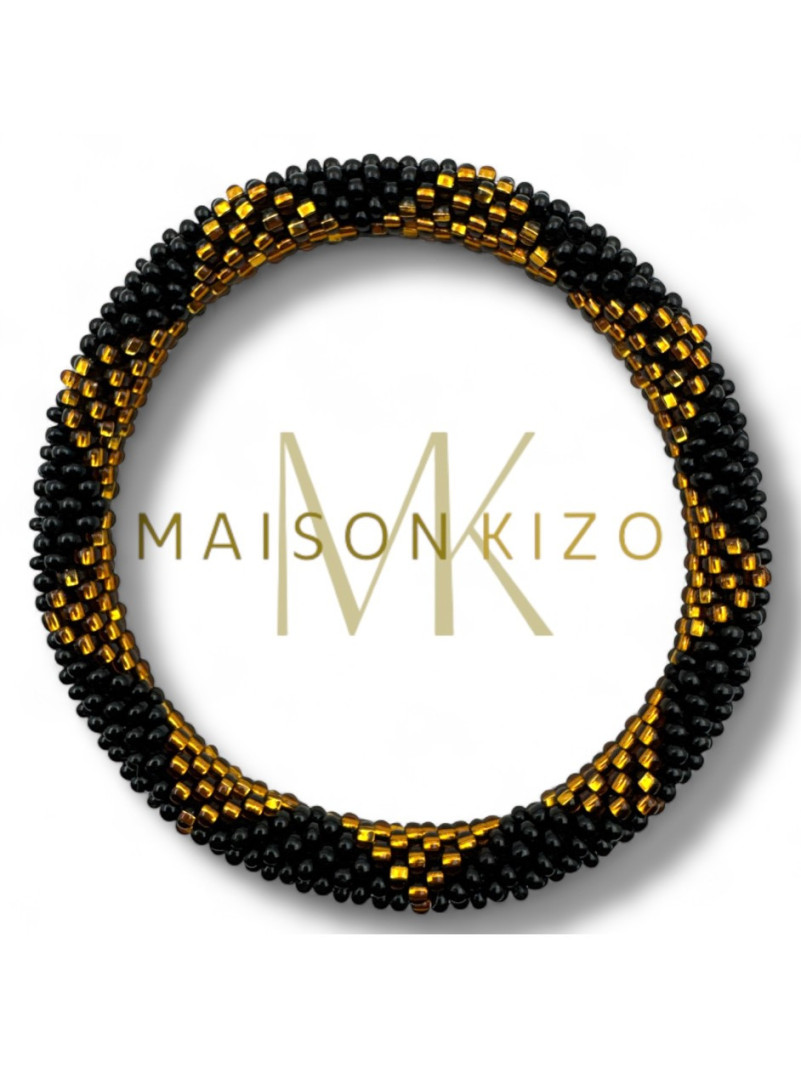 Bracelet Népalais NOIR DORÉ TRIANGLE N25