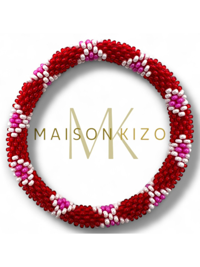 Bracelet Népalais ROUGE ROSE R32