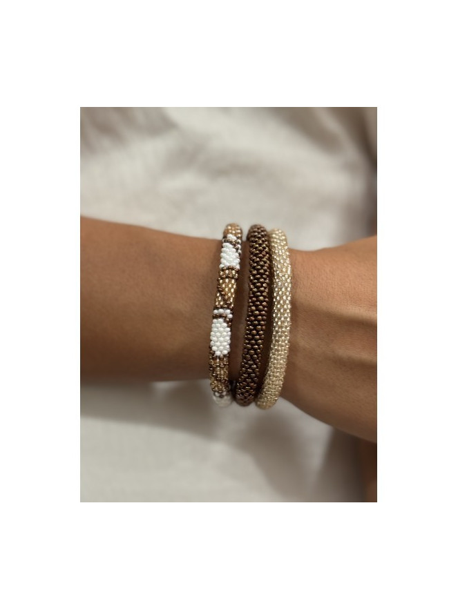 Bracelet Népalais MARRON GLACÉ BLANC B31