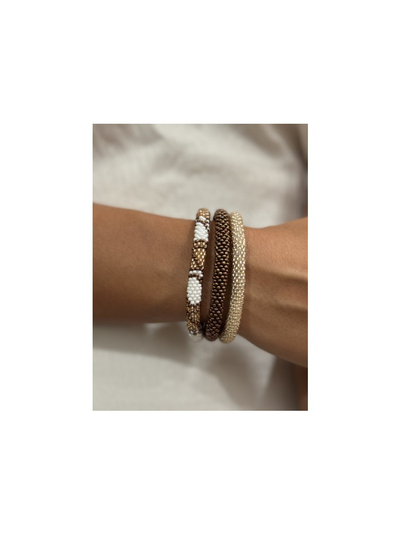 Bracelet Népalais MARRON GLACÉ BLANC B31