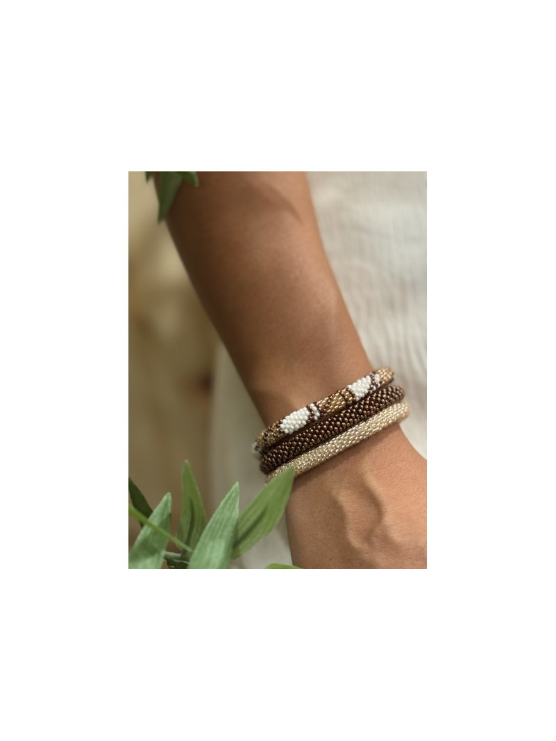 Bracelet Népalais MARRON GLACÉ BLANC B31