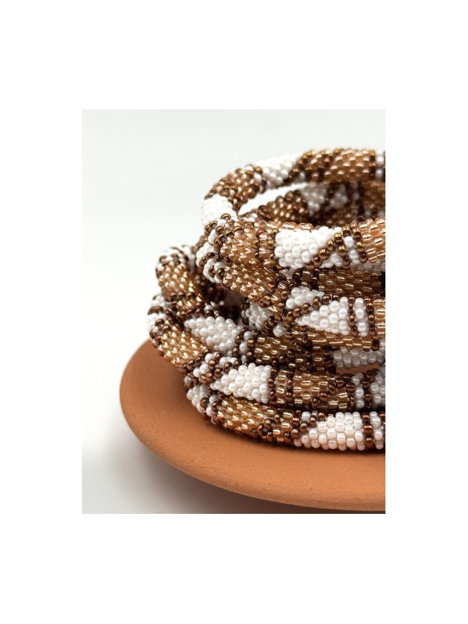 Bracelet Népalais MARRON GLACÉ BLANC B31