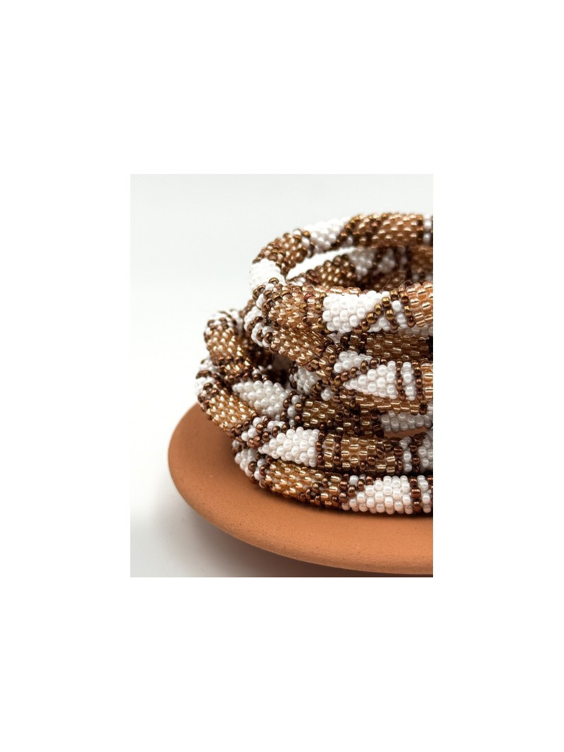 Bracelet Népalais MARRON GLACÉ BLANC B31