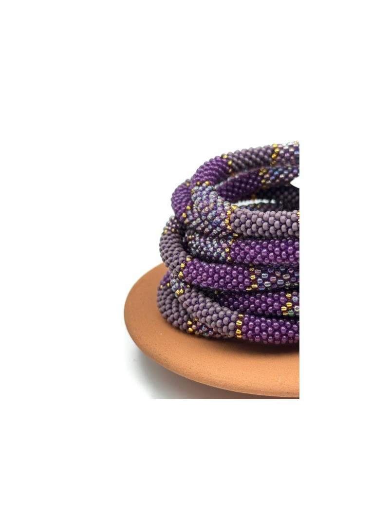 BRACELET NÉPALAIS PRUNE OR  B24