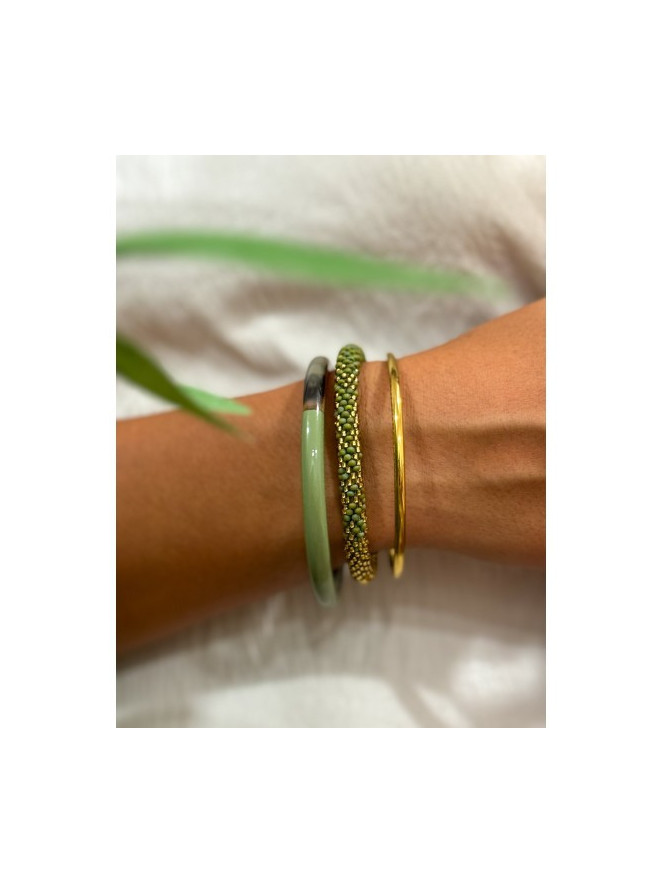 Bracelet Népalais KAKI DORÉ B07