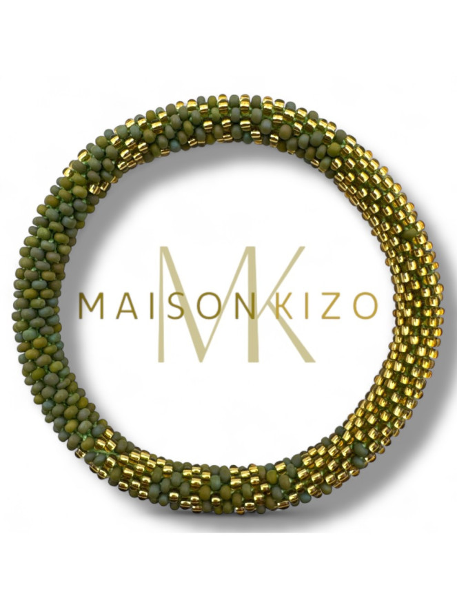 Bracelet Népalais KAKI DORÉ B07