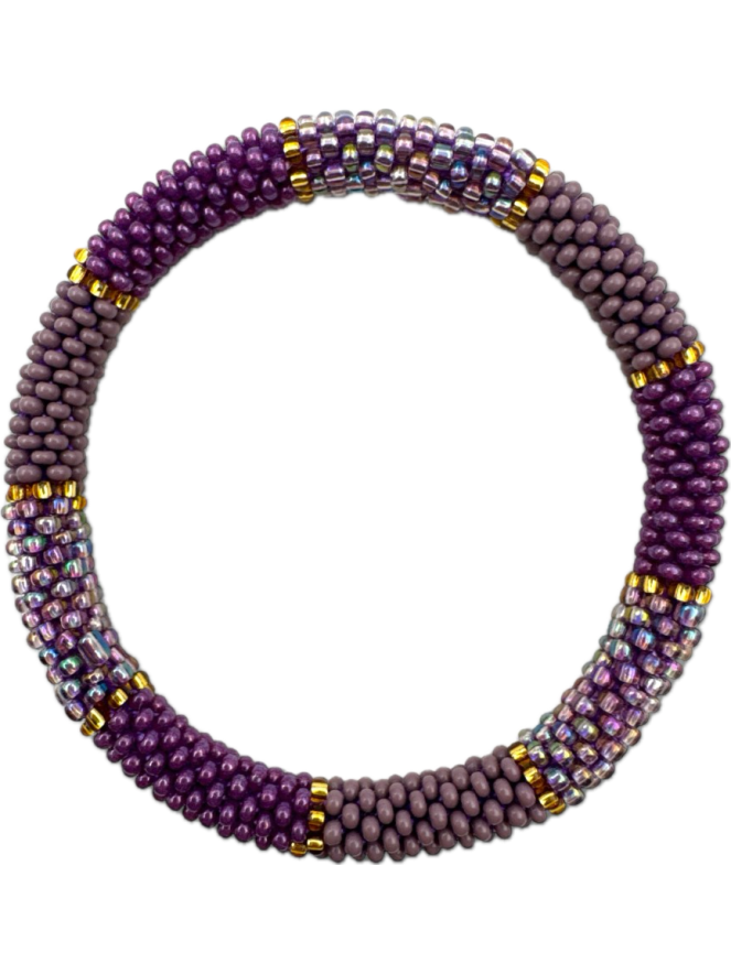 BRACELET NÉPALAIS PRUNE OR  B24