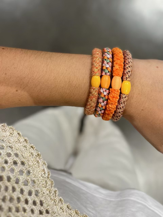 BRACELET CHOUCHOU KKNEKKI lot de 4 SAUMON ORANGE JAUNE