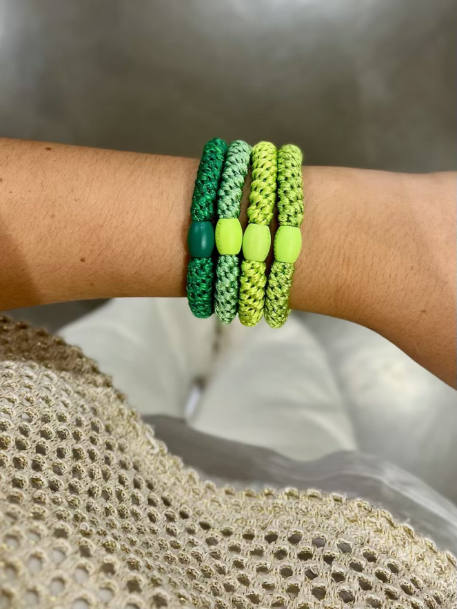 BRACELET CHOUCHOU KKNEKKI lot de 4 VERT AMOUR