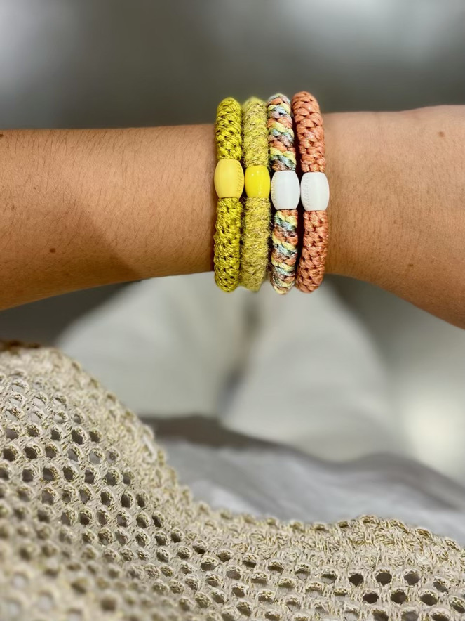 BRACELET CHOUCHOU KKNEKKI lot de 4 JAUNE NUDE