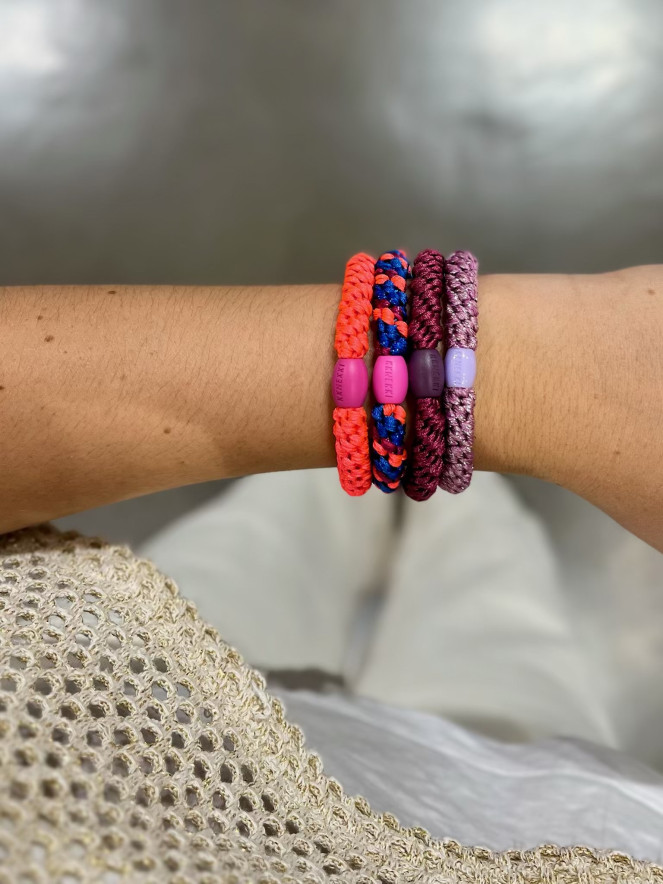 BRACELET CHOUCHOU KKNEKKI lot de 4 PRUNE ORANGE BLEU