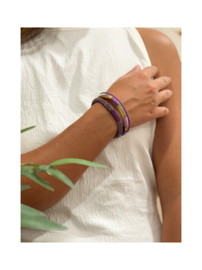 Bracelet NEPALAIS VIOLET DORÉ B24