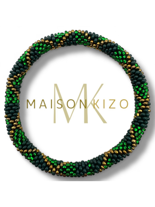 Bracelet NÉPALAIS VERT SAPIN DORÉ B05