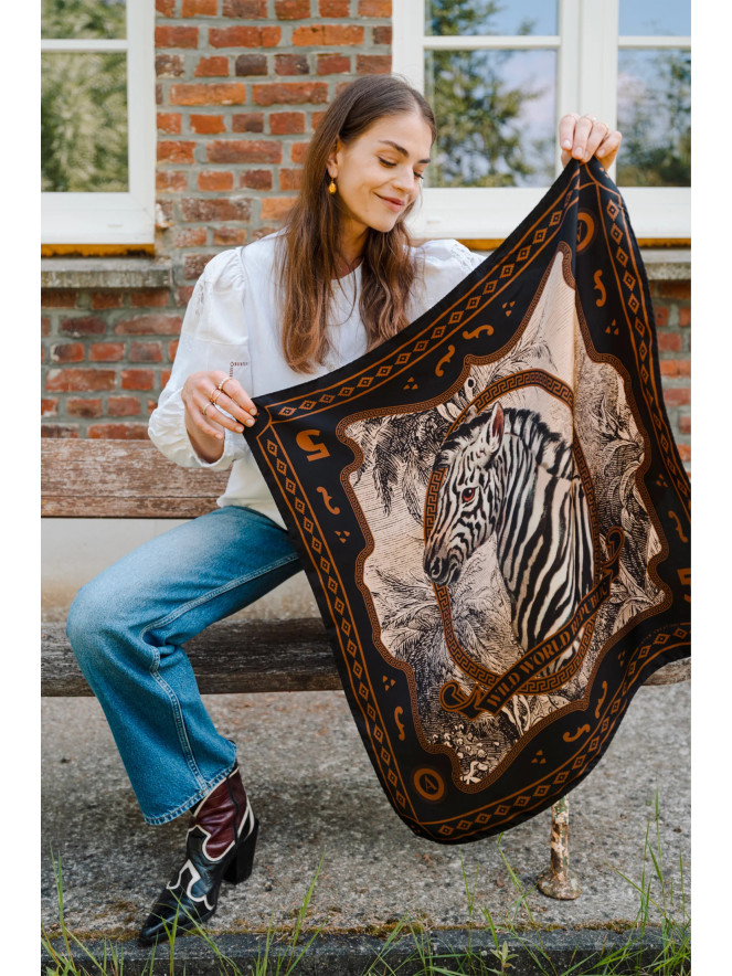 Foulard carré soie ANTAN ZEBRA 70