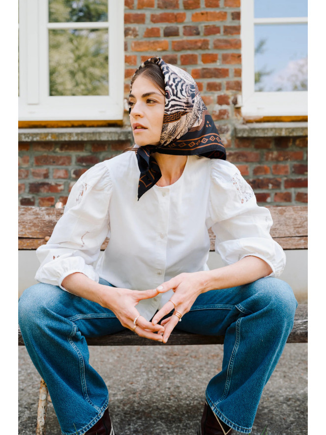 Foulard carré soie ANTAN ZEBRA 70