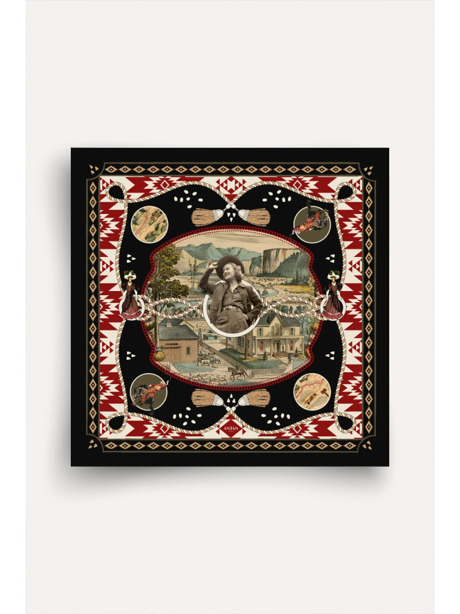 Foulard carré soie ANTAN DUSTY WEST BLACK 70