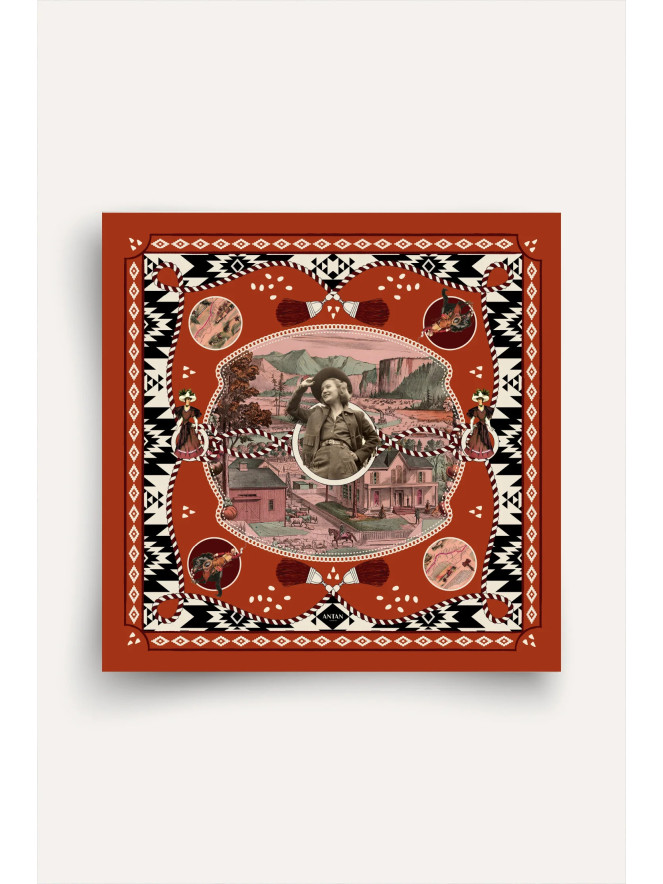 Foulard carré soie ANTAN DUSTY WEST BRICK 70
