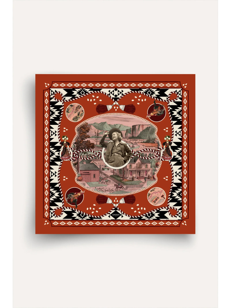 Foulard carré soie ANTAN DUSTY WEST BRICK 70