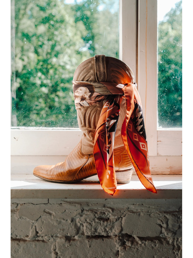 Foulard carré soie ANTAN DUSTY WEST BRICK 70