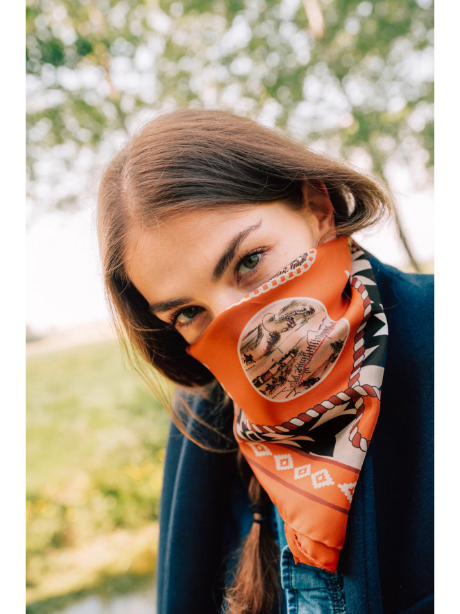 Foulard carré soie ANTAN DUSTY WEST BRICK 70