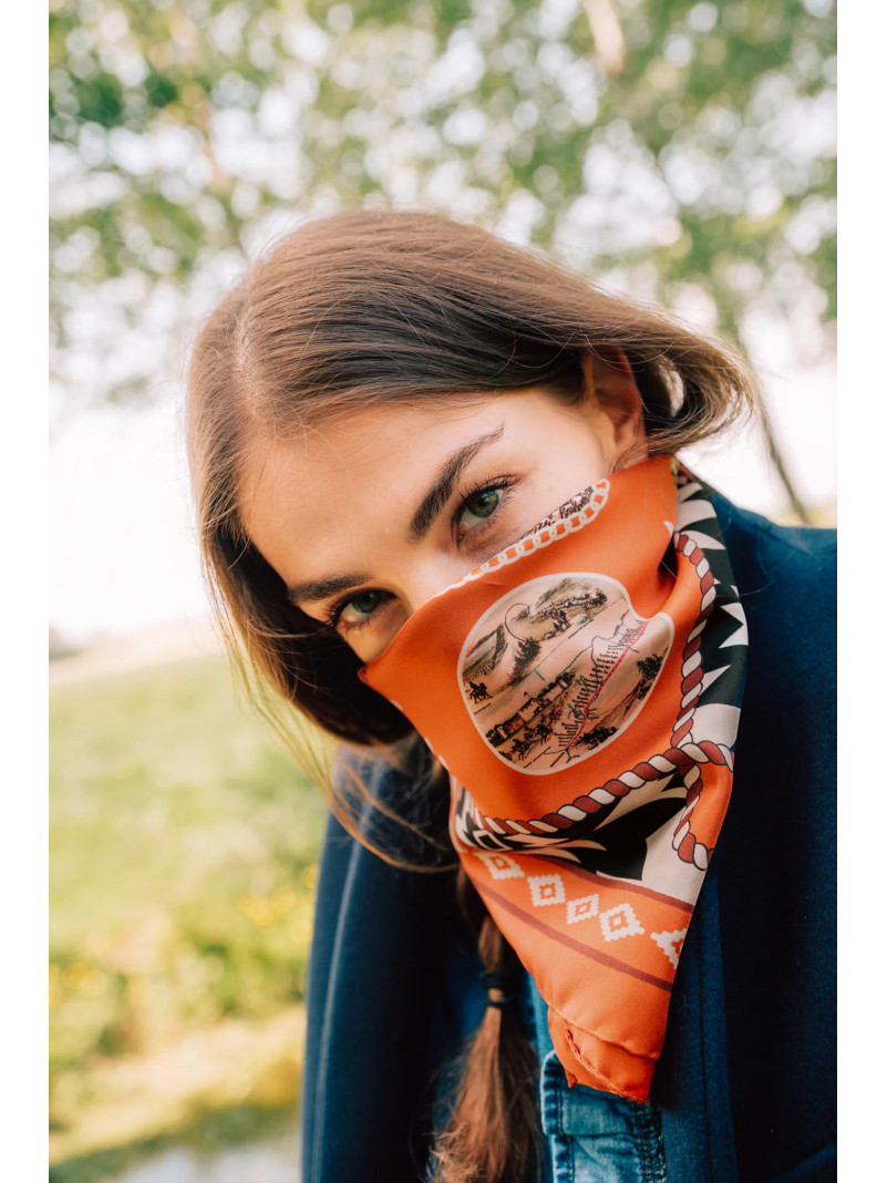 Foulard carré soie ANTAN DUSTY WEST BRICK 70