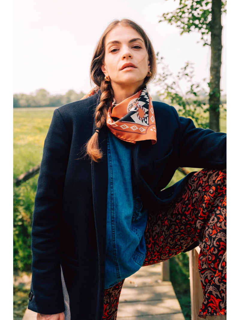 Foulard carré soie ANTAN DUSTY WEST BRICK 70