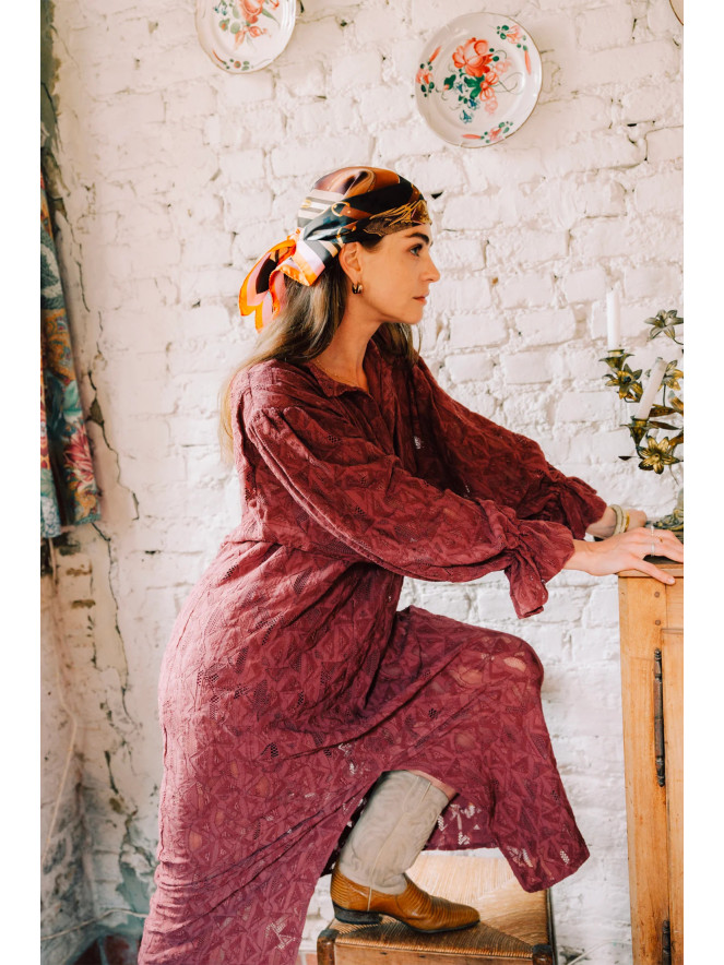 Foulard carré soie ANTAN THE COWGIRL GEAR KAKI 70