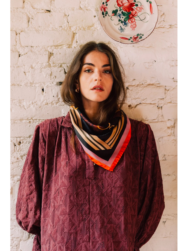 Foulard carré soie ANTAN THE COWGIRL GEAR KAKI 70