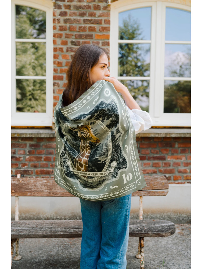 Foulard carré soie ANTAN GIRAFE 70