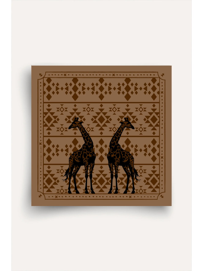 Foulard carré soie ANTAN THE TWIN GIRAFFES 70