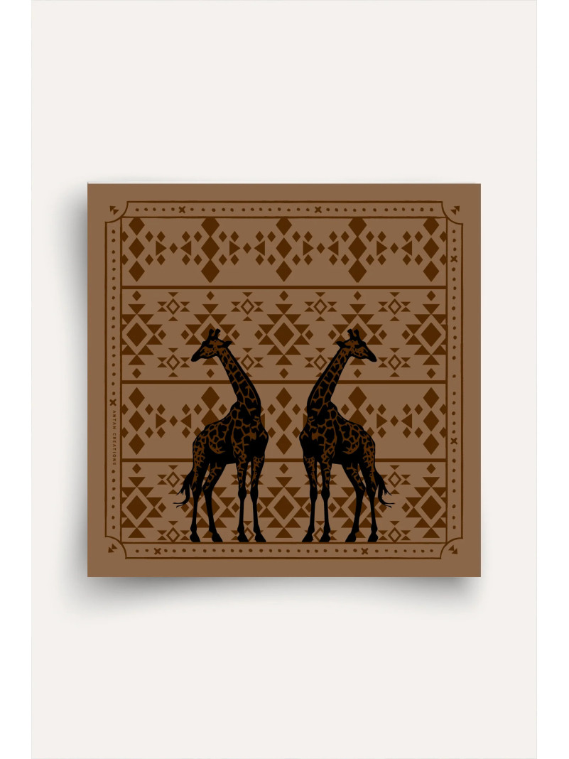 Foulard carré soie ANTAN THE TWIN GIRAFFES 70