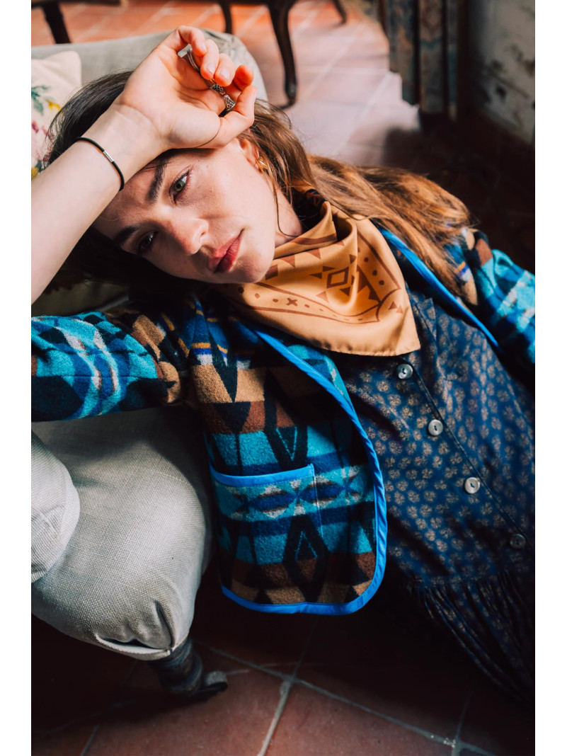 Foulard carré soie ANTAN THE TWIN GIRAFFES 70
