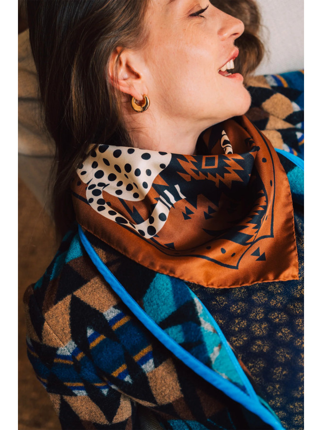 Foulard carré soie ANTAN THE TWIN CHEETHAS 70