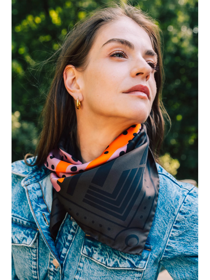 Foulard carré soie ANTAN CHEETAH & PALMS- GREEN 70