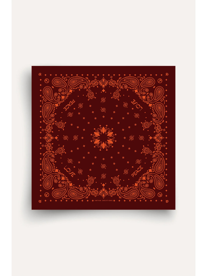 Foulard carré laine ANTAN BANDANA FUDGE-PAPRIKA 100