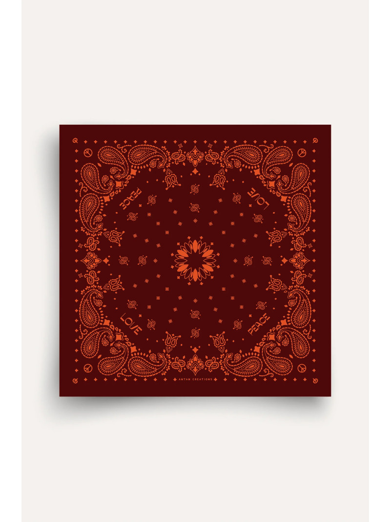 Foulard carré laine ANTAN BANDANA FUDGE-PAPRIKA 100
